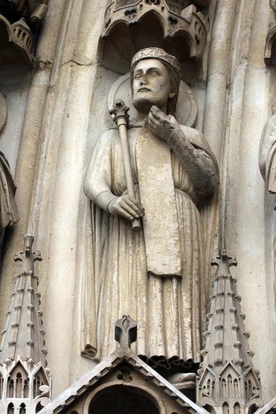 París, catedral de Nuestra Señora, portal de la Virgen — Foto de Stock