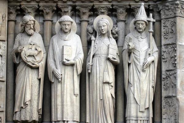 Saint John the Baptist, Saint Stephen, Saint Genevieve and Pope Saint Sylvester — Stock Photo, Image