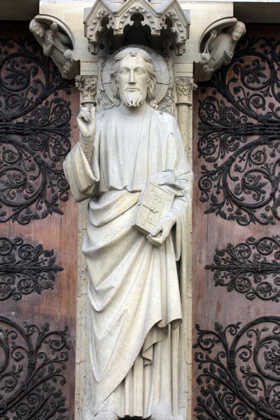 Enseñanza de Cristo, Catedral de Notre Dame, París — Foto de Stock