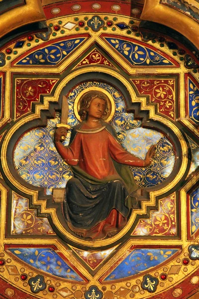 Icono en la pared del nivel inferior de la capilla palatina real, Sainte-Chapelle, París , — Foto de Stock