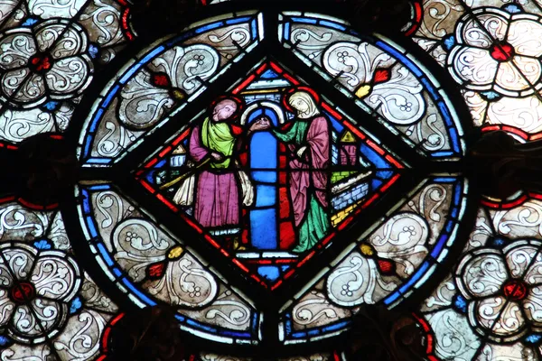 Witraż w la sainte-chapelle w Paryżu, Francja — Zdjęcie stockowe
