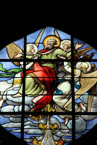 Stained glass, Saint Severin church, Париж — стоковое фото