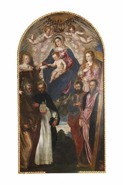 Madonna ve çocuk, st. catherine, st. mary magdalene, St peter, st... Dominic, st. paul ve St andrew — Stok fotoğraf