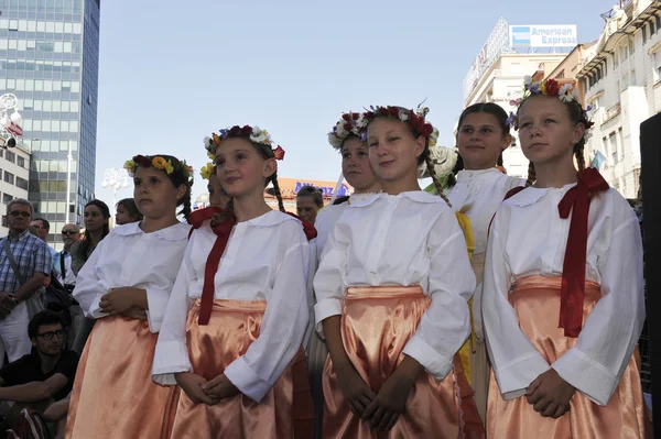 Membres des groupes folkloriques Sloga de Veliko Trgovisce en Croatie costume national — Photo