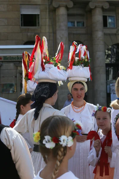 Membres des groupes folkloriques Sloga de Veliko Trgovisce en costume national croate — Photo