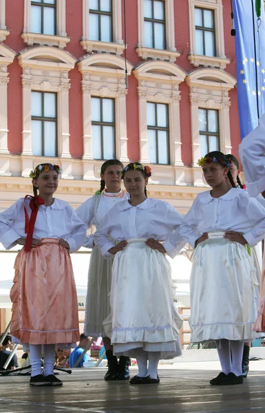 Membres des groupes folkloriques Sloga de Veliko Trgovisce en Croatie costume national — Photo
