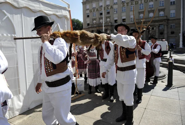 Leden van folkloristische groepen uit bistra in Kroatië nationale kostuum — Stockfoto