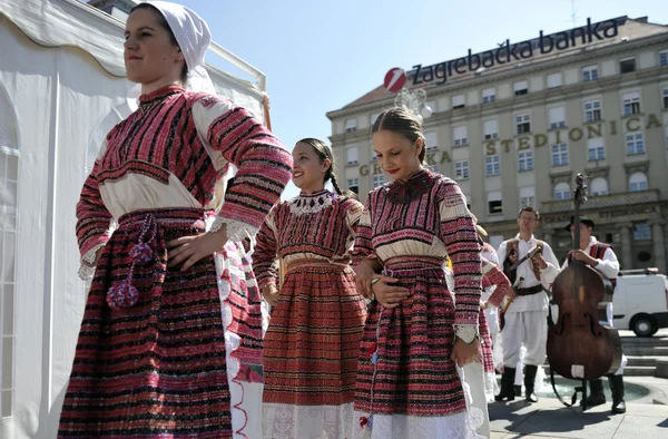 Medlemmar i grupper folk från bistra i Kroatien folkdräkt — Stockfoto