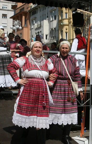 Membros de grupos folclóricos de Bistra em traje nacional croata — Fotografia de Stock