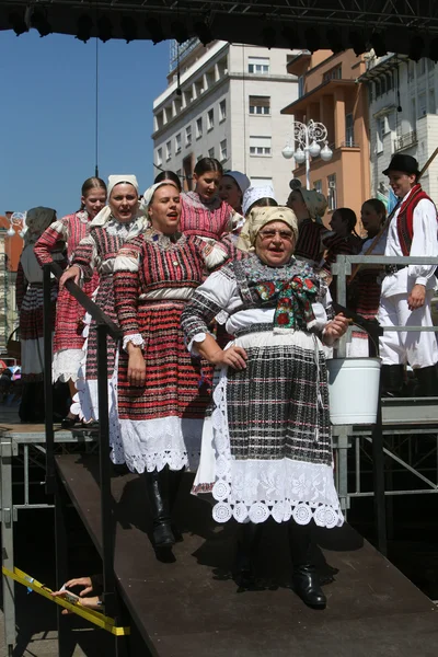 Členové folklorních souborů z bistra v Chorvatsku národní kroj — Stock fotografie