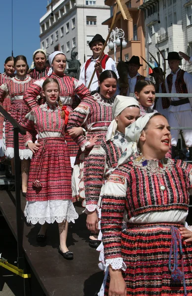 Członkowie zespołów folklorystycznych z bistra w strój narodowy Chorwacja — Zdjęcie stockowe