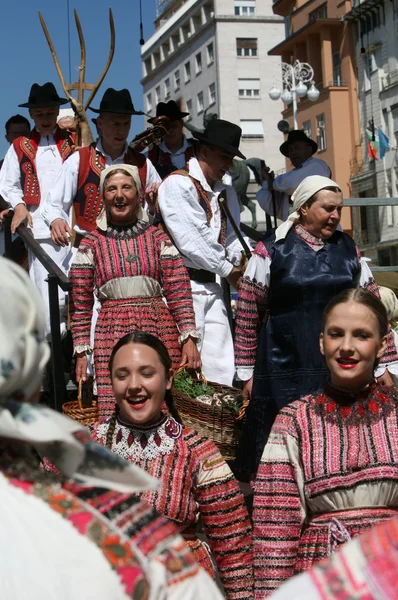 Miembros de grupos folclóricos de Bistra en Croacia traje nacional —  Fotos de Stock