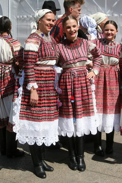 Membros de grupos folclóricos de Bistra em traje nacional da Croácia — Fotografia de Stock