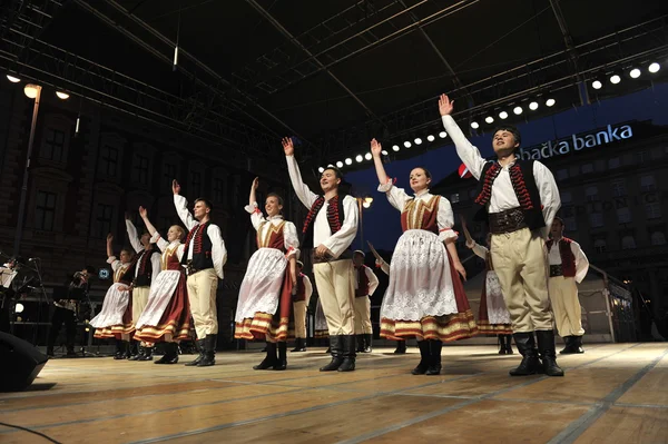 Leden van het ensemble zang en dans Warschau school of economics in Pools nationale kostuum — Stockfoto
