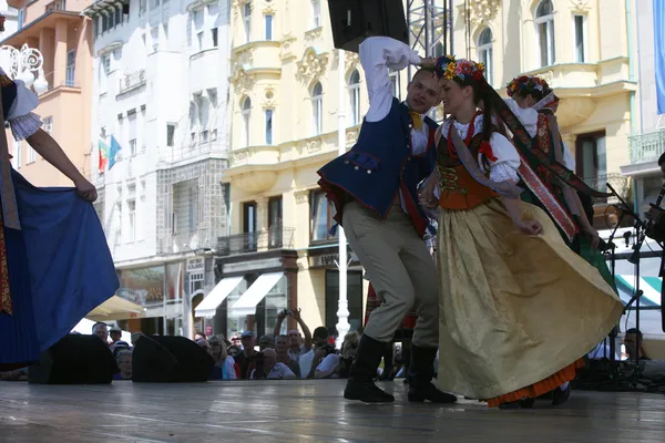 Members of the ensemble song and dance Warsaw School of Economics in Polish national costume — Stock Photo, Image