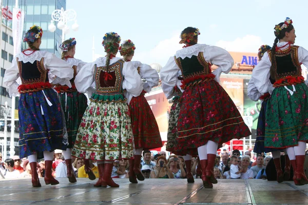 Membres de l'ensemble chant et danse École d'économie de Varsovie en costume national polonais — Photo