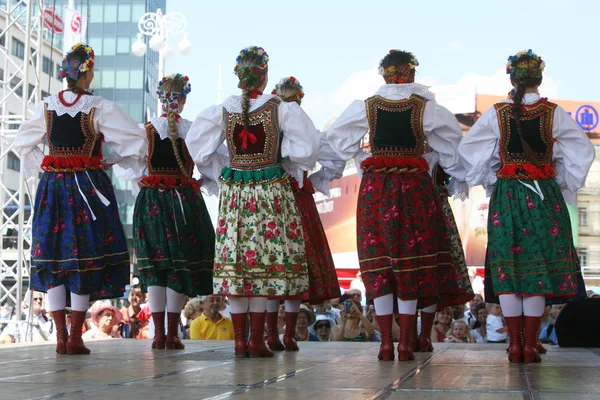 Members of the ensemble song and dance Warsaw School of Economics in Polish national costume — Stock Photo, Image