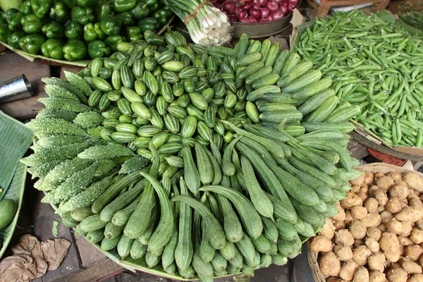 Vegetabilsk marked i Kolkata, Indien - Stock-foto