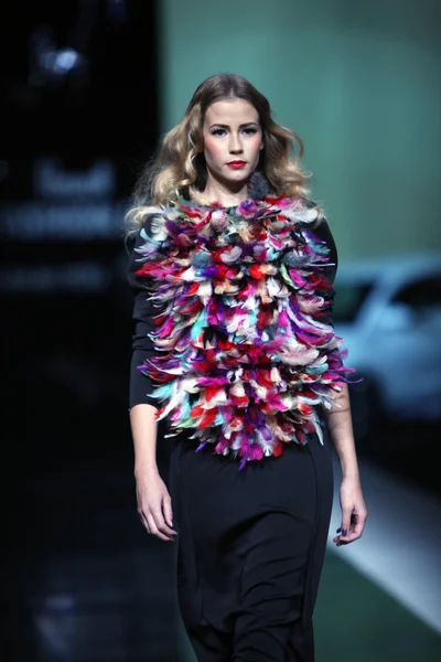 Фотомодель носити одяг розроблена з Олександра dojcinovic на шоу 'fashion.hr' — стокове фото