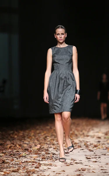 Modelo de moda vestindo roupas projetadas por Nebo no Cro a Porter show — Fotografia de Stock