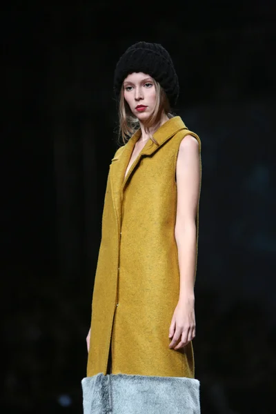 Modelka na sobě oblečení navrhl sonja lamut na cro porter show — Stock fotografie