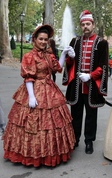 The event Zagreb Time Machine, there was a promenade of the old city costumes — Stock Photo, Image