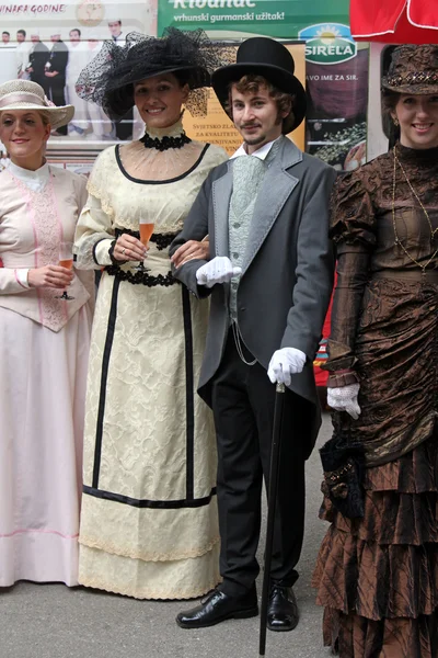 The event Zagreb Time Machine, there was a promenade of the old city costumes — Stock Photo, Image