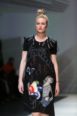 Fashion models wearing clothes designed by Ana Kujundzic on the Zagreb Fashion Week show clipart