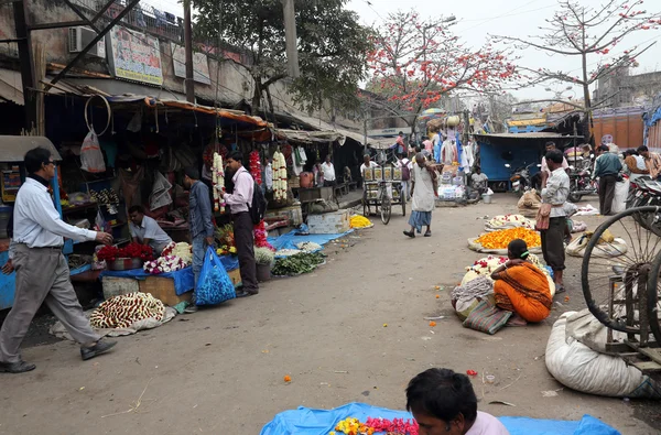 Blomstermarknaden, kolkata, Indien — Stockfoto