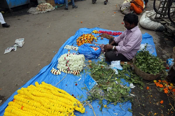 Blumenmarkt, Kolkata, Indien — Stockfoto