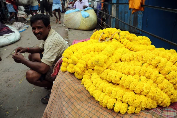 Mercado de flores, Kolkata, Índia — Fotografia de Stock