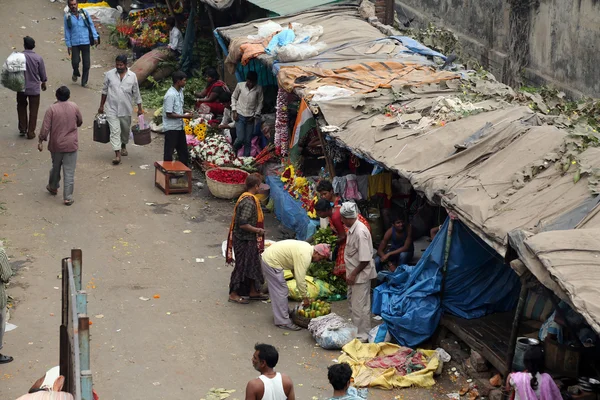 Květinový trh, Kalkata, Indie — Stock fotografie