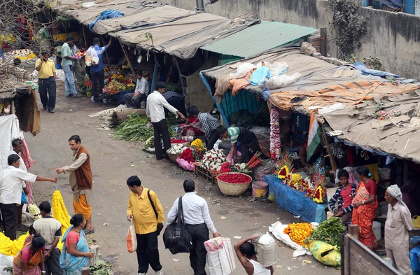 Mercado de flores, Calcuta, India — Foto de Stock