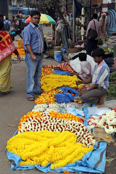 フラワー マーケット、コルカタ、インド — ストック写真