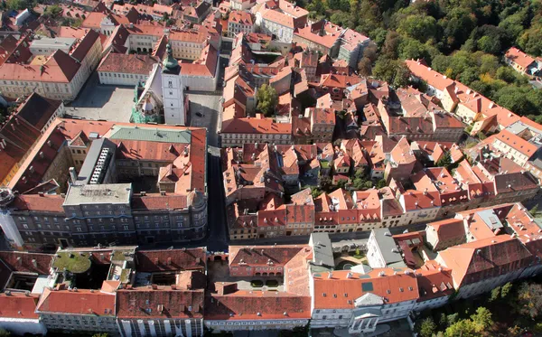 Záhřeb panorama s kostelem svatého Marka, Chorvatsko. — Stock fotografie