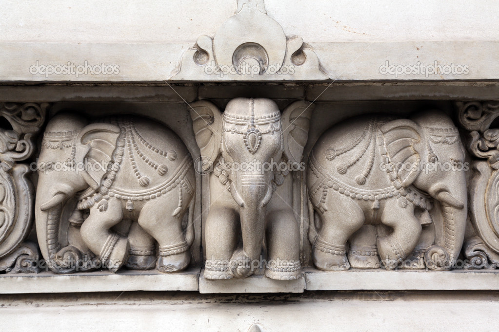 Stone carvings in Hindu temple Birla Mandir in Kolkata, India
