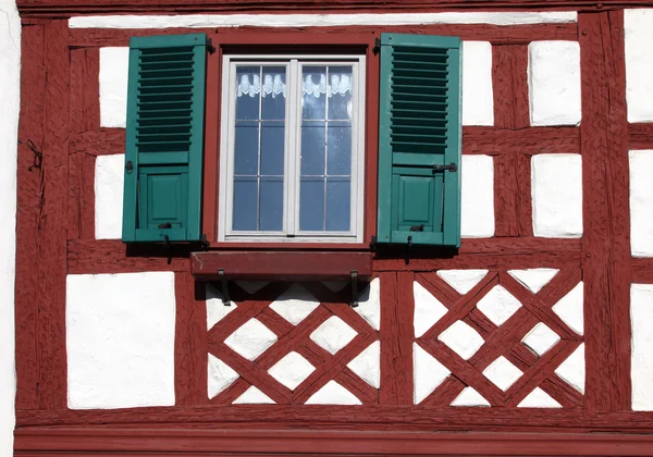 Traditionella korsvirkeshus i munsterschwarzach — Stockfoto