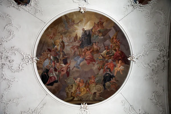 Fresco schilderij in heiligdom van st. agatha in schmerlenbach — Stockfoto