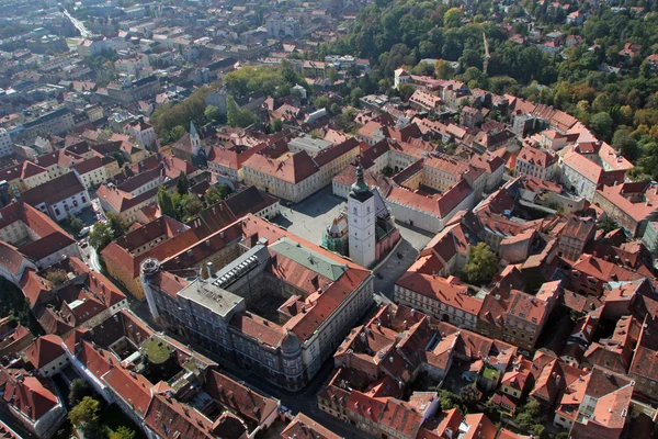 Zagreb Panorama with Church of St. Mark, Croatia. — Stock Photo, Image