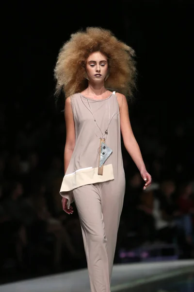 Fashion model wearing clothes designed by Marina Design on the 'Fashion.hr' show in Zagreb, Croatia