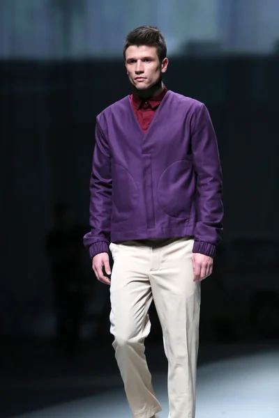 ファッションモデルは、「Cro のポーター」ショーに Ivanman によって作ら服を着ている — ストック写真