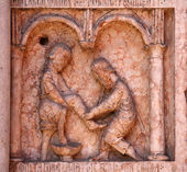 Kristus provedením díla milost úlevy v Baptisteriu, parma, Itálie