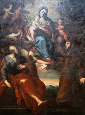 Meryem Ana ile bebek İsa, meleklerin ve azizlerin, saint lucia Kilisesi, parma, İtalya