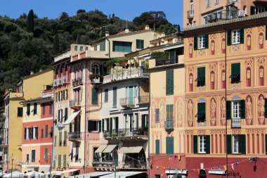 Portofino Köyü ligurian kıyısında, İtalya