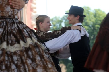 salgotarjan, Macaristan Merkez Zagrep, Hırvatistan 19 Temmuz 2014 tarihinde 48 Uluslararası Folklor Festivali sırasında gelen halk grupları nograd üyeleri
