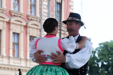 salgotarjan, Macaristan Merkez Zagrep, Hırvatistan 19 Temmuz 2014 tarihinde 48 Uluslararası Folklor Festivali sırasında gelen halk grupları nograd üyeleri