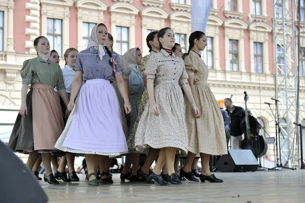 Członków grup folklorystycznych nograd z salgotarjan, Węgry podczas 48 Festiwal Folklorystyczny w Zagrzebiu, Chorwacja na 19 lipca 2014 — Zdjęcie stockowe