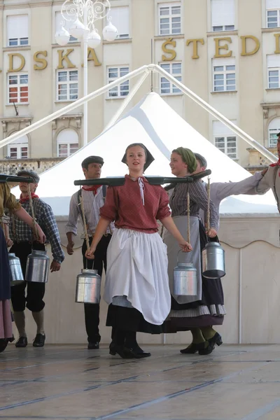 Mitglieder der Folkloregruppe hasselt, Folkloregruppe de boezeroenen aus Belgien während des 48. Internationalen Folklorefestivals in Zagreb — Stockfoto