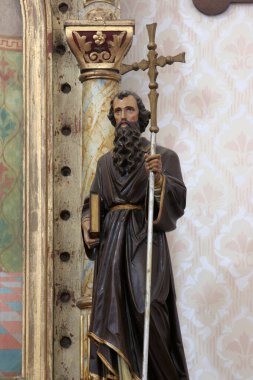 Saint Cyril, statue on the Virgin Mary altar in the Church of Saint Barbara in Carevdar, Croatia