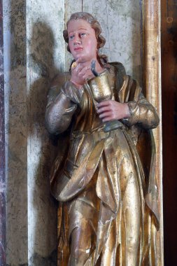 Aziz John, Hırvatistan 'ın Vinagora kentindeki Bakire Meryem Kilisesi' nde Aziz Valentine mihrabında heykel